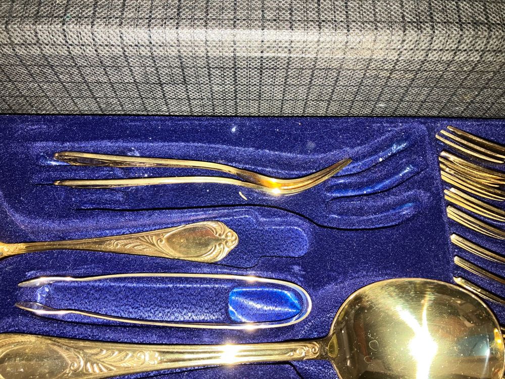 Luxury cutlery set SBS Solingen (23/24 k gold plated), as