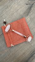 Rose Quartz Facial Roller Massager with Storage Pouch