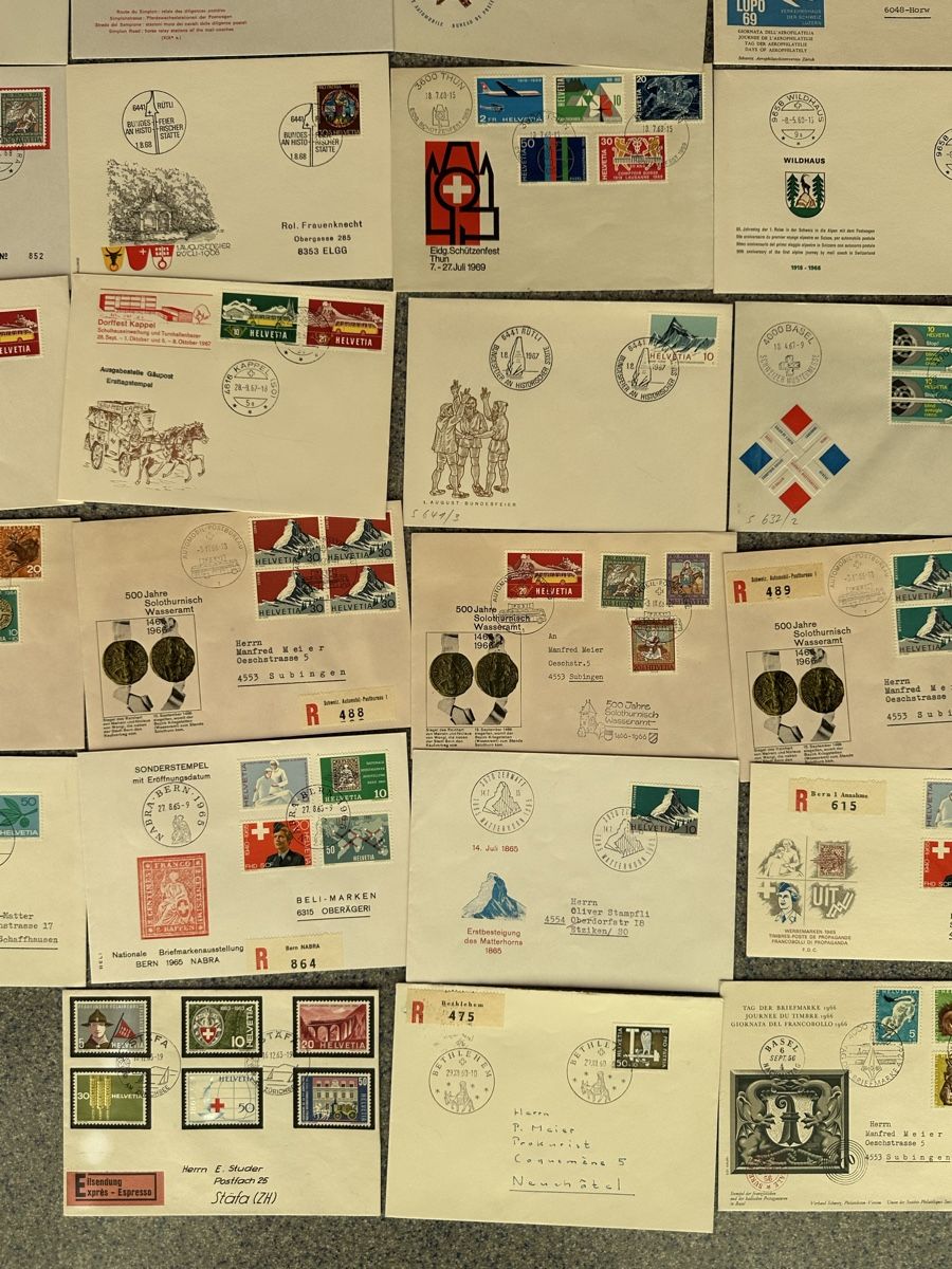 Tutti i francobolli: Schweiz - 94x vielfältige Sonderbrief Sammlung  – Usato da Schmitten / FR venduto da Samsara169 8