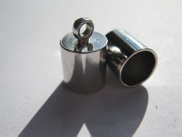 10 Endkappen, Cord Ends, Endteil metall, 8mm