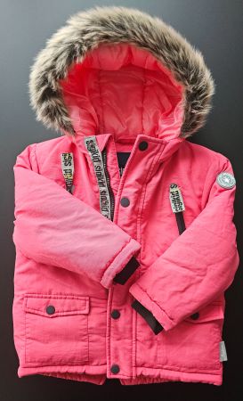 Pinke Winterjacke mit Kapuze, Grösse 92/98, Top Zustand!