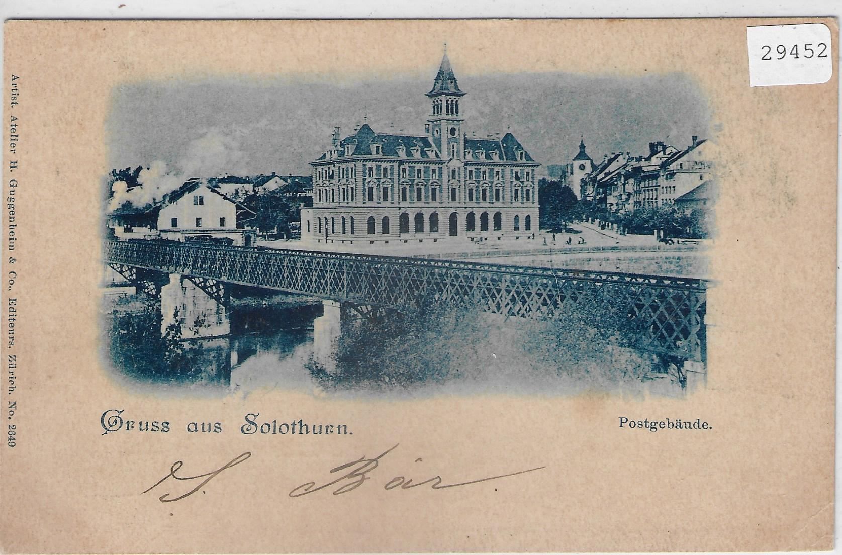 Cartoline postali: Gruss aus Solothurn - Postgebäude 1900 – Usato da Ettingen venduto da Kartenplanet