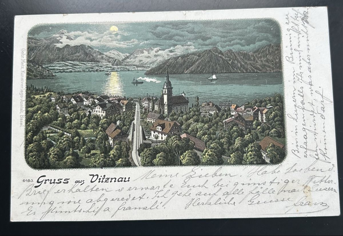 Cartoline postali: Gruss aus Vitznau Mondlitho  – Usato da Horw venduto da Tellbub