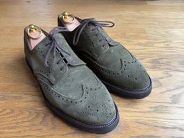 Crockett & Jones Pembroke Shoes Olive Suede Size 8E