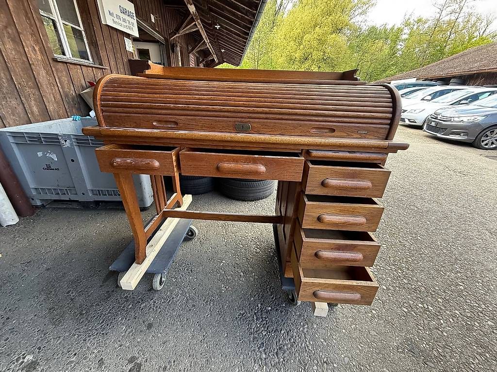 Scrivanie: Antikes Rollladen Pult Eiche, mit 6 Schubladen und 1 Schiebe – Usato da Koblenz venduto da Rbaldinger54