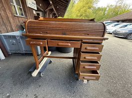 Antikes Rollladen Pult Eiche, mit 6 Schubladen und 1 Schiebe