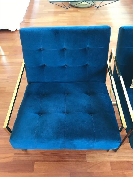 Sessel: 2x Jonathan Adler Goldfinger Blue Velvet Lounge Chair (-47%) – Gebraucht aus niederbipp von estherbenz 3
