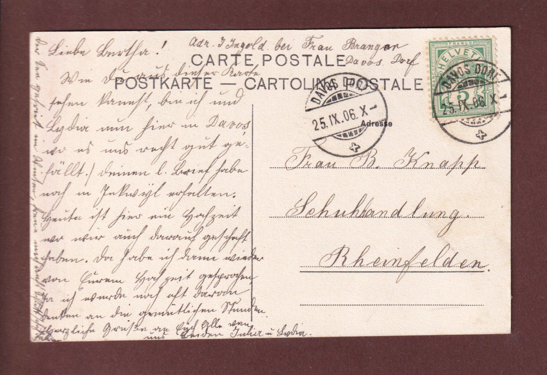 Cartoline postali: DAVOS - Davosersee - 1906 // Falte // – Usato da Pully venduto da nicecards 1