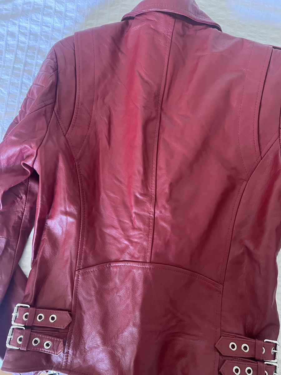 Giacche: Leather Jacket Bordeaux Red Size S With Belts – Nuovo e nell'imballaggio originale da Zürich venduto da pre_hb65 4