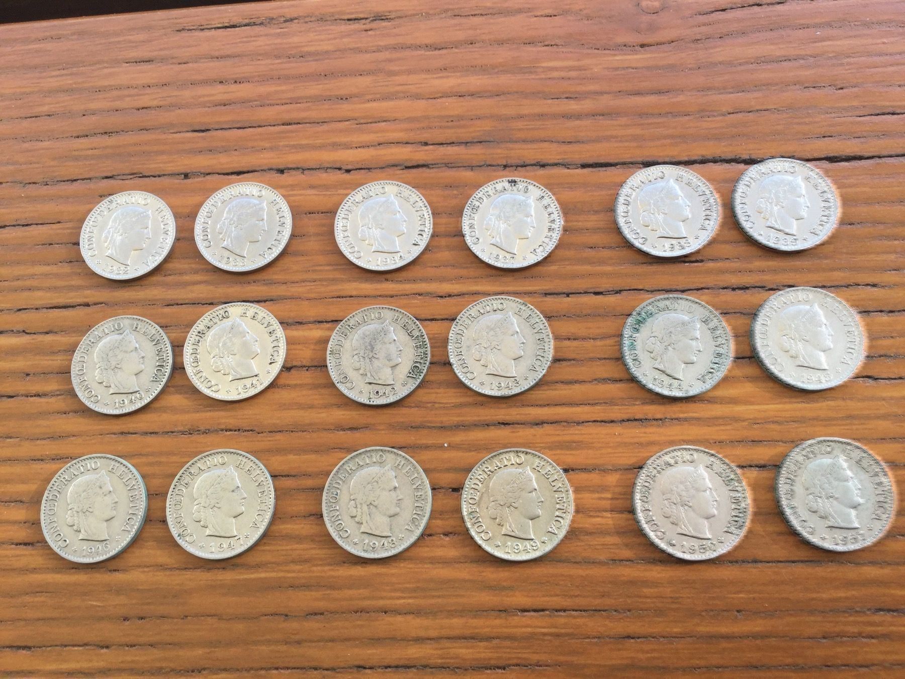 Tutti le monete: 5Rp. 1932 bis 1951 – Usato da Riehen venduto da hansi999 1