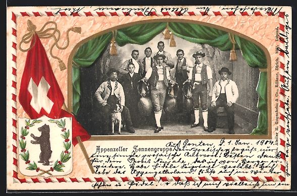 Cartoline postali: Appenzeller Sennengruppe in schweizer Tr – Usato da Berlin venduto da bartko-reher