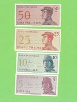 4 Banknoten Indonesien 1964, Top Zustand!