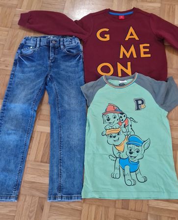 sOliver Kinderkleidung 3-teilig: Jeans, Pullover, T-Shirt Gr