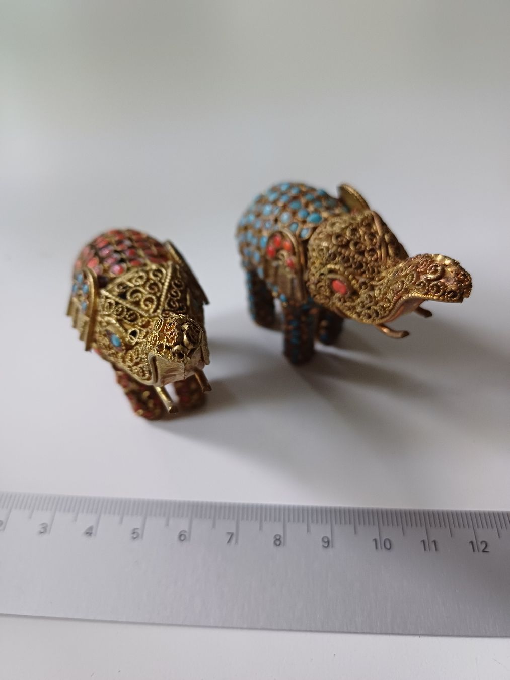 Statuette: Zwei Elefanten aus Messing, Indien – Usato da Zürich venduto da Avocadokern 4