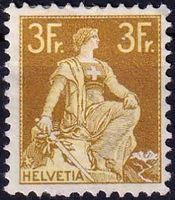 1908, Helvetia mit Schwert Nr. 116 *, mit sauberem Erstfalz.