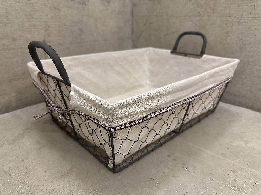 Altro per la casa: Basket wire mesh + cloth lining 🧺 Draht Korb + Stofffutter – Usato da Zuerich venduto da mas925