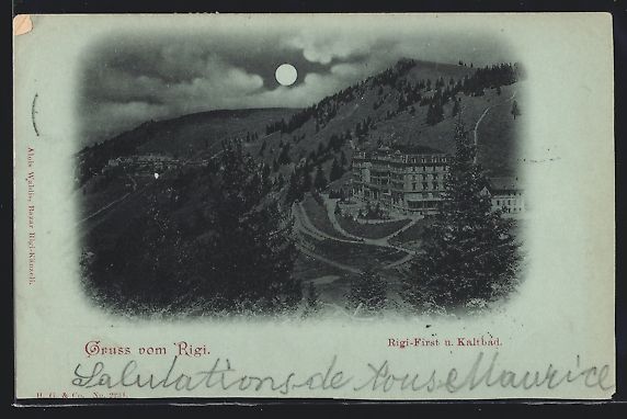 Cartoline postali: Mondschein-AK Rigi-Kulm, Rigi-First und  – Usato da Berlin venduto da bartko-reher