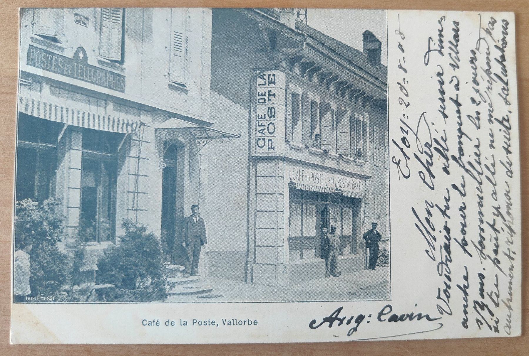 Ansichtskarten: Cafe de la Poste Vallorbe um 1900 – Gebraucht aus St. Erhard von Chaeferli6