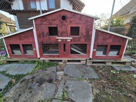 Grosser Kaninchenstall aus Holz rot gebraucht guter Zustand