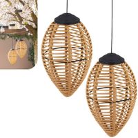 Solarlaternen Hängelaternen Rattan LED 2er Set wetterfest