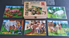 HEROS 12 HOLZ Bilderwürfel, Würfelpuzzle mit Tiermotiven