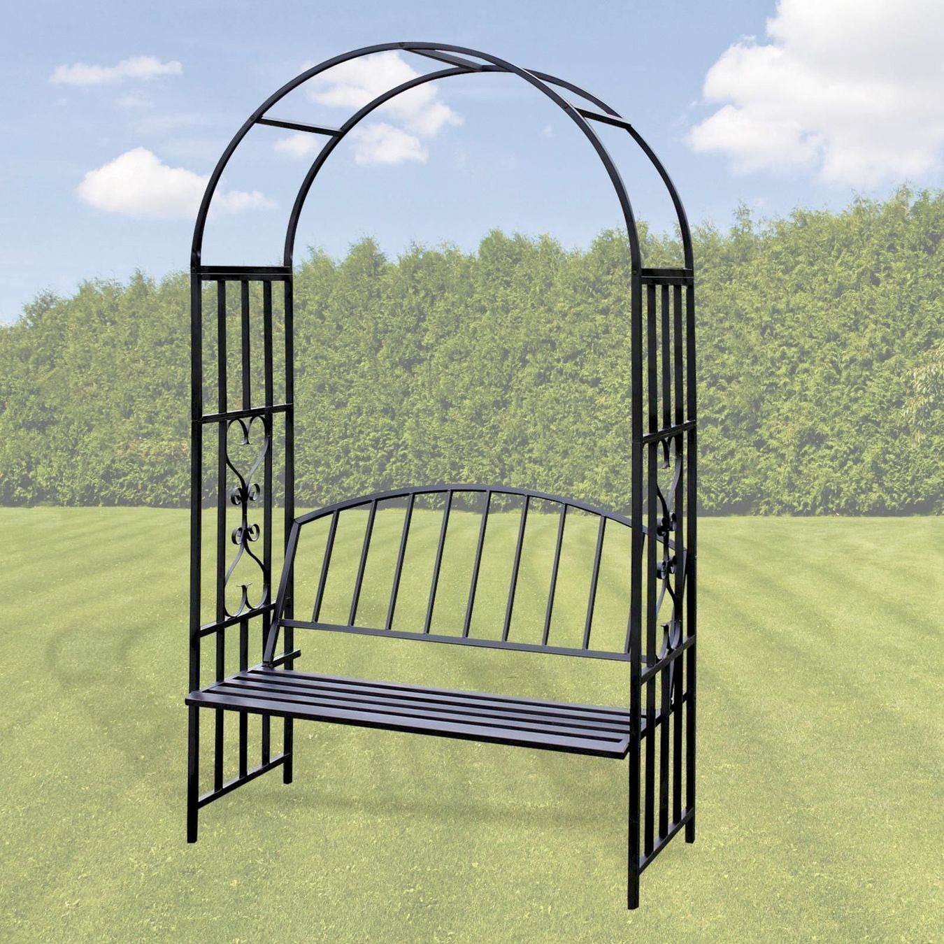 Altre Decorazioni per giardino: Rosenbogen mit Bank aus Stahl schwarz – Nuovo e nell'imballaggio originale da Bottighofen venduto da zaap 2