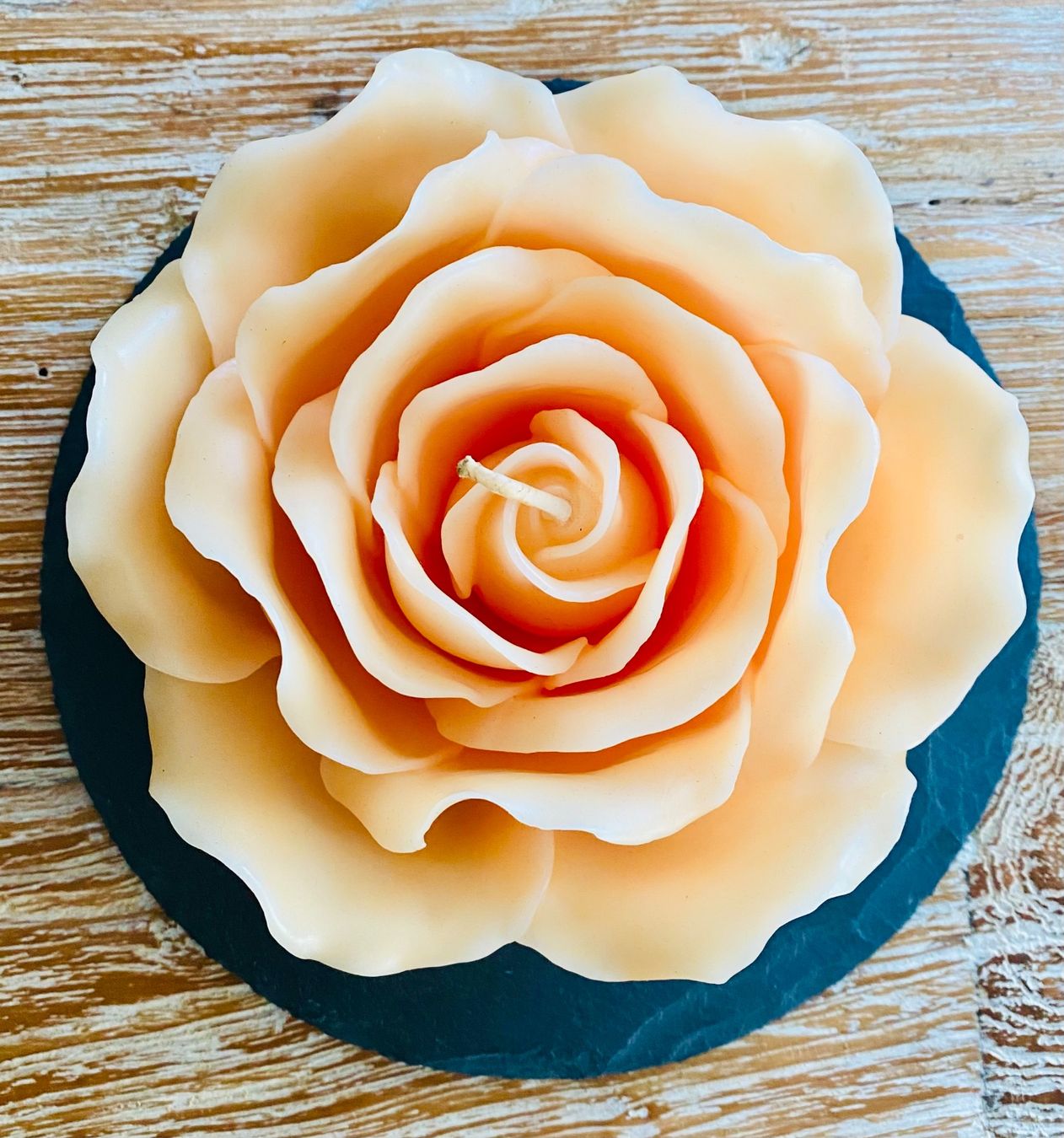 Candele: Rosenkerze auf Schieferplatte – Nuovo (secondo la descrizione) da Reichenburg venduto da Noxima 1