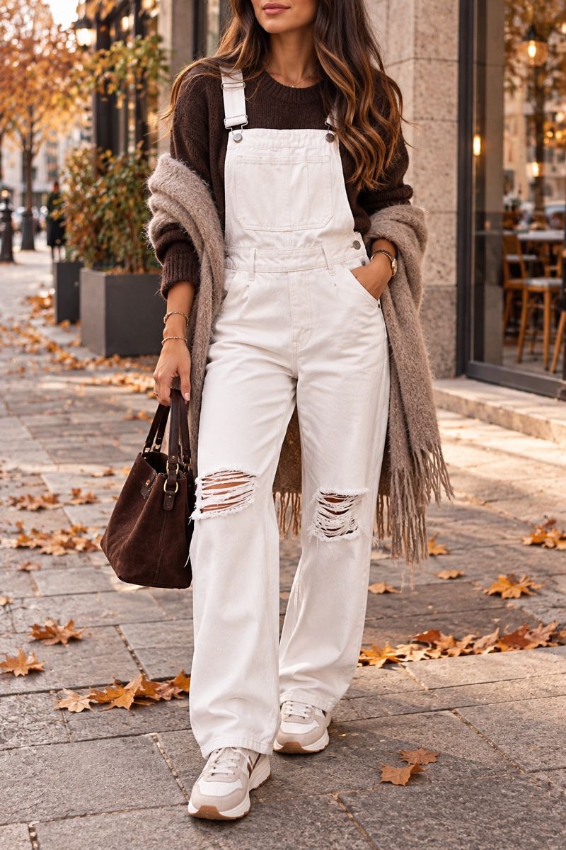 H&M Pantalons: SALOPETTE BLANCHE DÉCHIRÉE – Neuf (Voir description) à Lausanne par KeNaChic