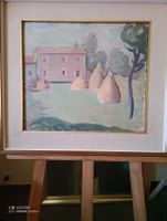 Quadro campestre firmato E. Keller, cornice dorata