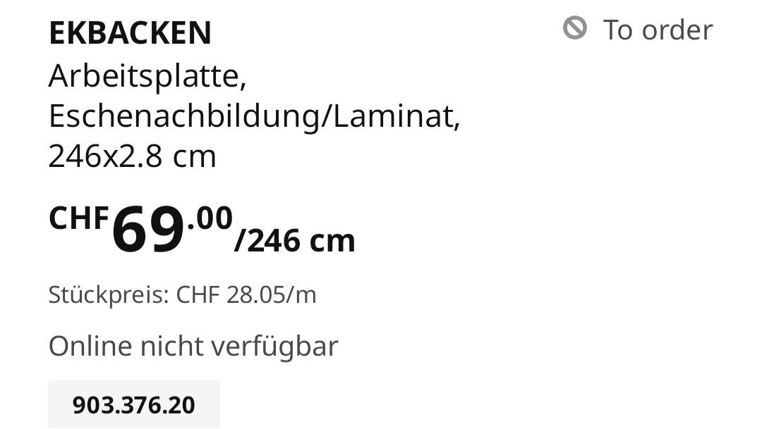 Ikea Servierplatten: Arbeitsplatte Holzoptik hell 246x63.5cm - Ikea Egbacken – Gebraucht aus Hettlingen von smoki91 4
