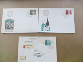 3 Briefe (FDC) Kunsthandwerk 1976, 79 und 80