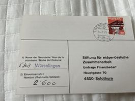 Historische Postkarte Würenlingen, 1975, Finanzierung.