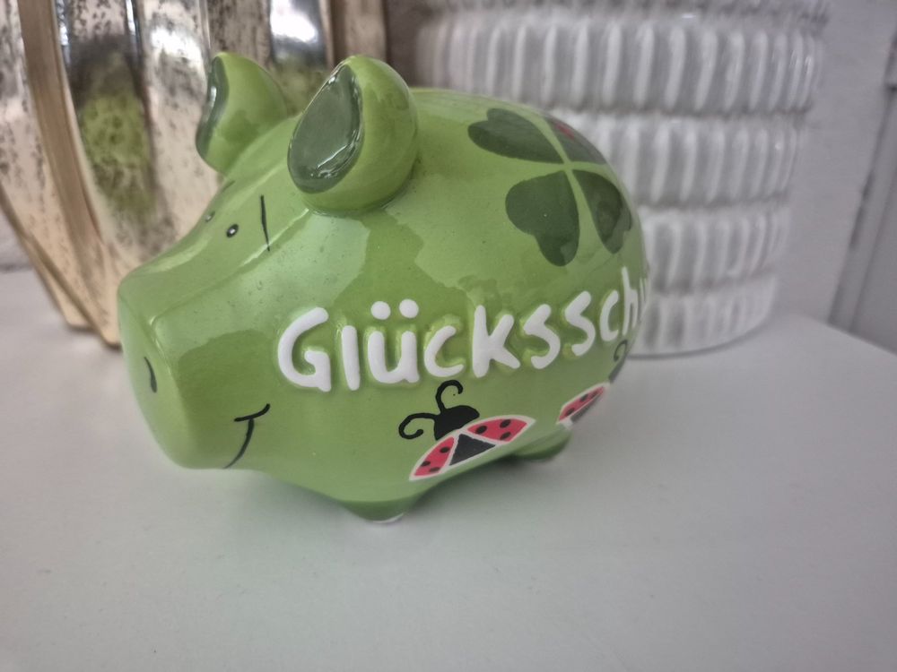 Sparschwein Kinder Rosa Mit Krone - Keramik Spardose 11,8x14x13,2cm