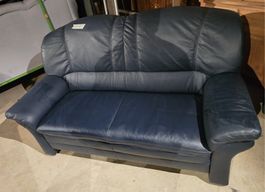 2er Sofa Kernleder blau, Fa. Hummel