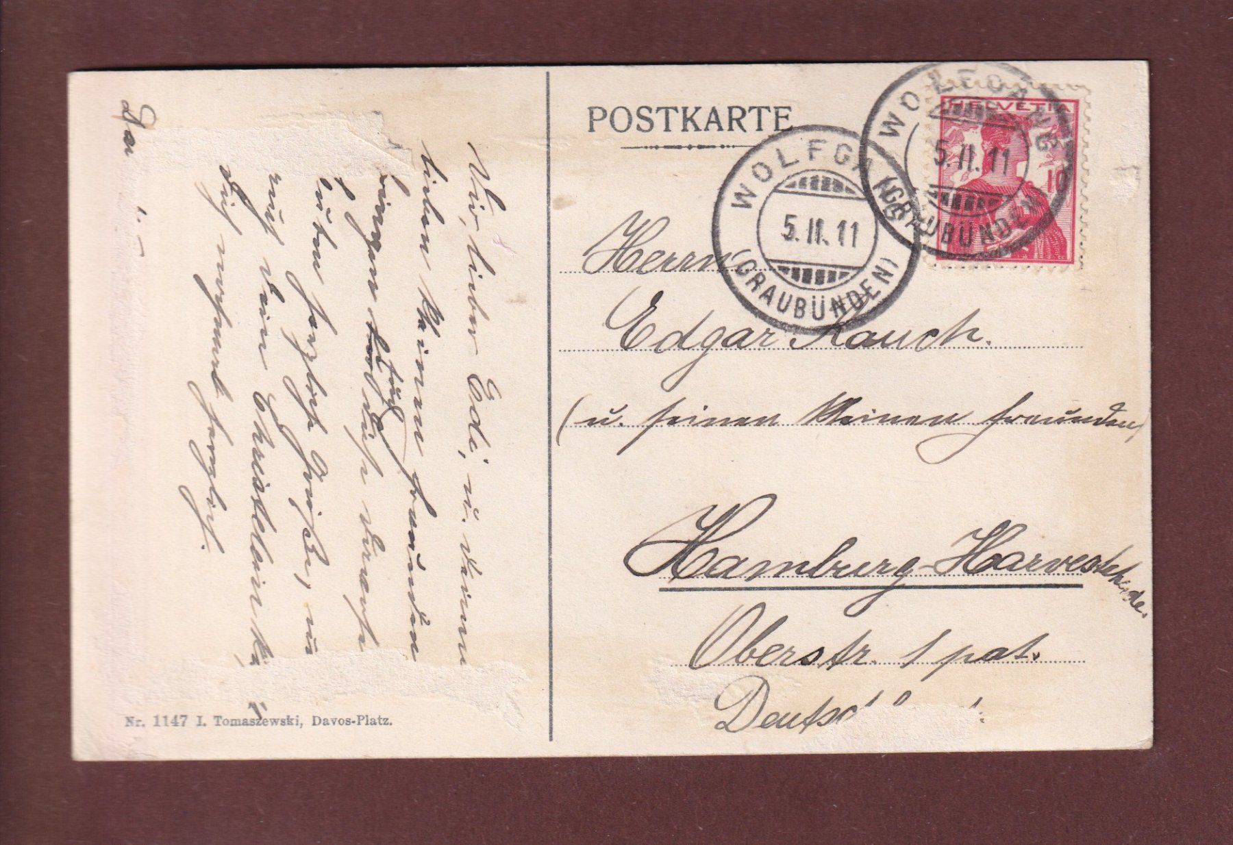 Cartoline postali: DAVOS - Skisport - 1911 – Usato da Pully venduto da nicecards 1