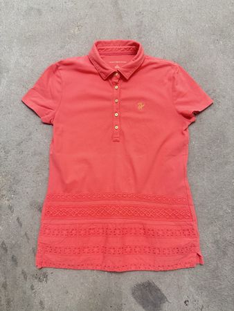 Polo Tommy Hilfiger corail détails dentelle taille S
