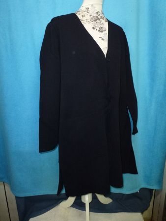 COS STRICKMANTEL GR L NACHTBLAU GESCHLITZT NEU VISCOSE RIPP
