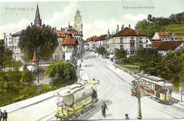 AK FREIBURG STÄDTISCHE STRASSENBAHN1912