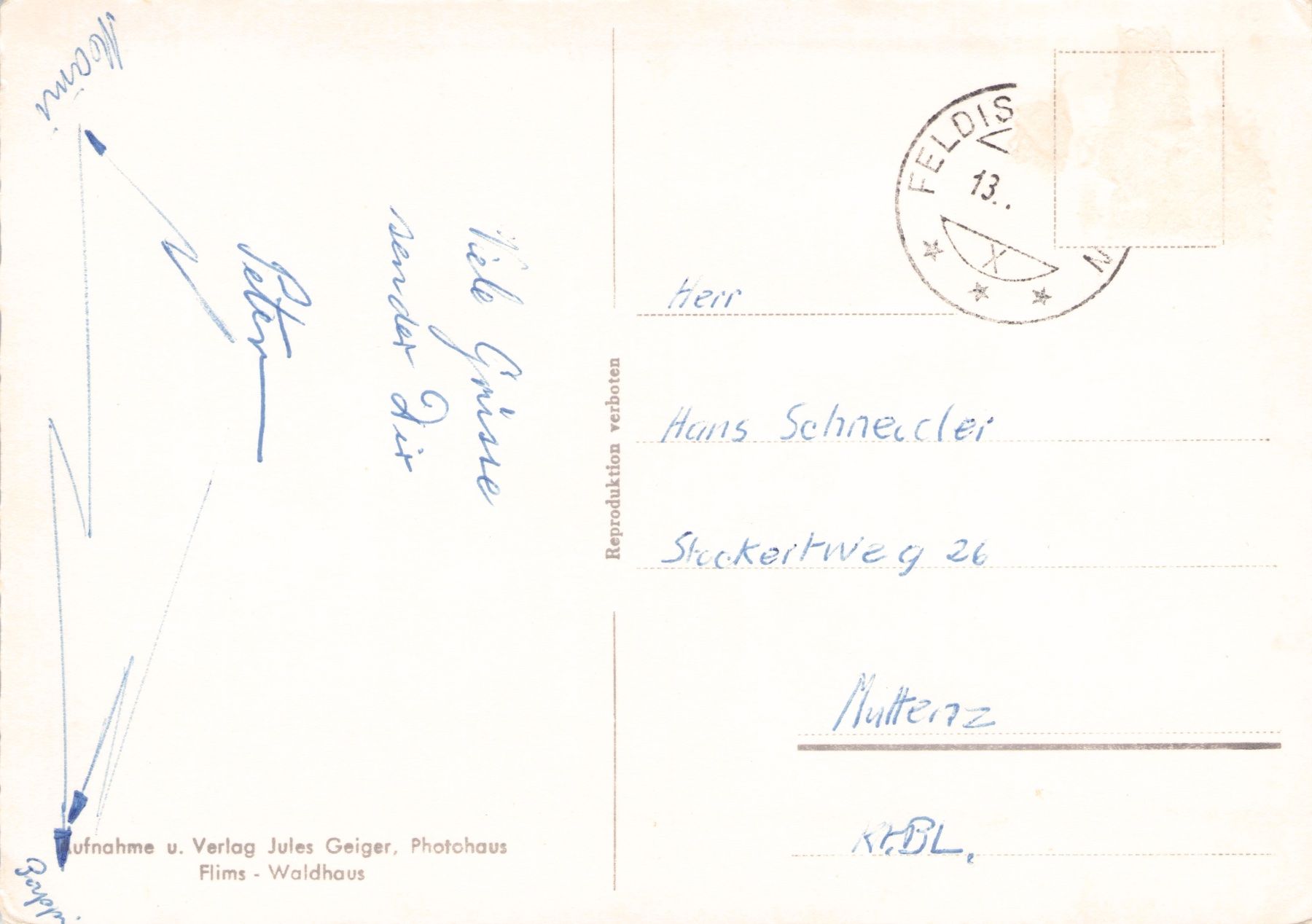 Cartoline postali: Feldis GR // Veulden Dorf 1469 Meter – Usato da Basel venduto da intermezzo12 1