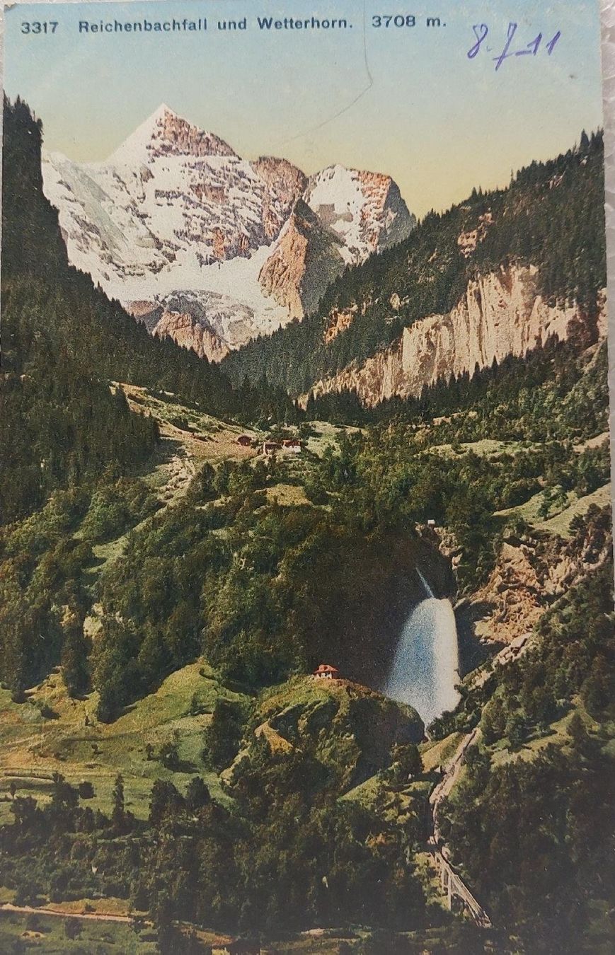 Cartoline postali: REICHENBACHFALL & Wetterhorn - 1911 – Usato da Delémont venduto da Domdom1