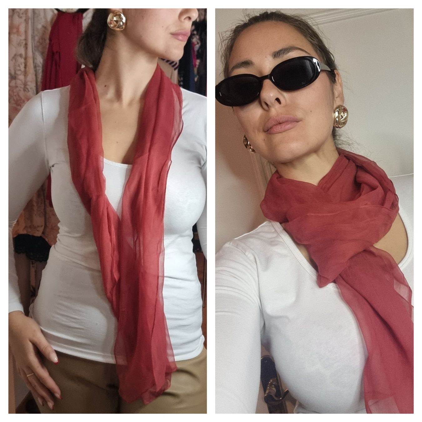 Foulards, Tücher & Schals: Schicker Seidenschal, rot, transparent, Herbst-Look – Gebraucht aus Wald ZH von CapLux 6