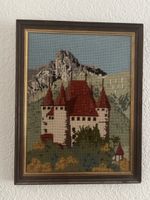 Antikes handgefertigtes Gobelin-Wandbild mit Schlossmotiv
