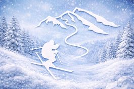 Neue  Stanzschablone Skifahrer / Berge