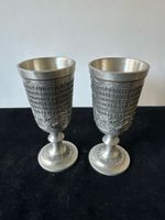 2 Zinnbecher, graviert, Dekorativ, Vintage