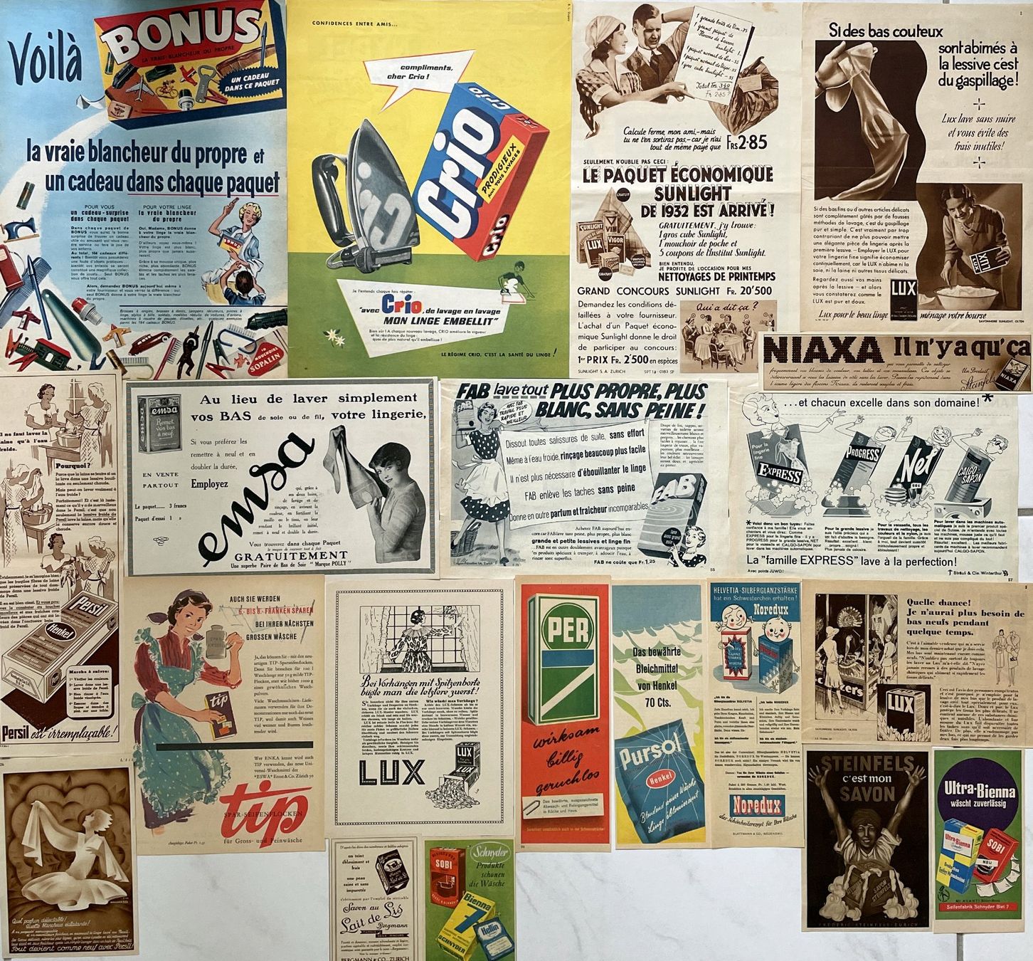 Grafica & Litografie: Waschmittel / Lessive - 20 alte Werbungen / Publicités – Usato da Savagnier venduto da Ne2065 1