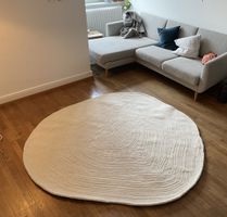 Teppich rund, weiss, echte Wolle (200cm Durchmesser)