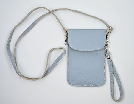 Handytasche Leder hellblau Made in Italy neu