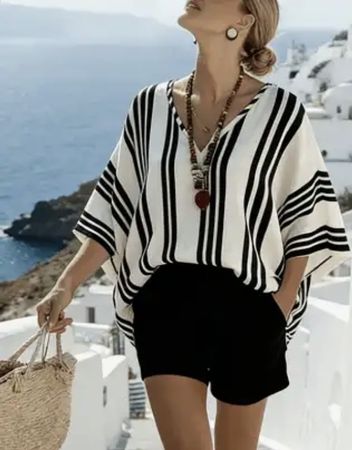 Sommerliches Oversize Shirt, Streifenlook, Gr. XXL, neuwerti