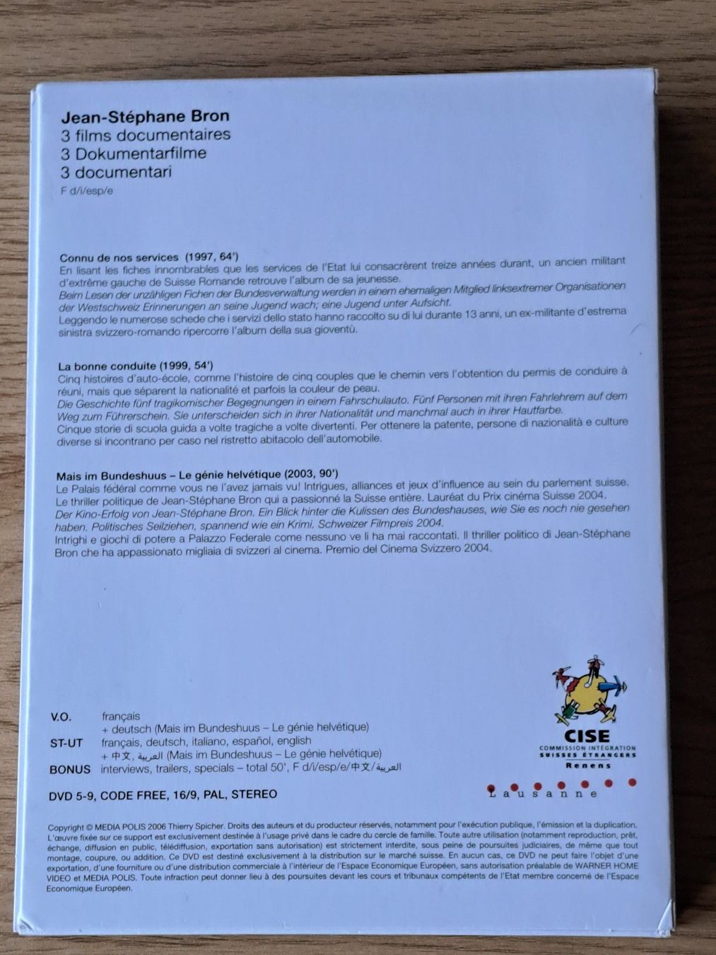 Tutti i DVDs: Jean-Stéphane Bron, Boxset mit 3 Dokumentar-Filmen – Nuovo (secondo la descrizione) da Unterseen venduto da Kanica 1
