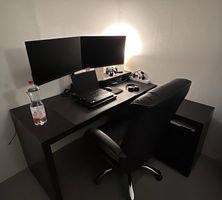 IKEA MALM Schreibtisch mit Ausziehplatte, schwarzbraun